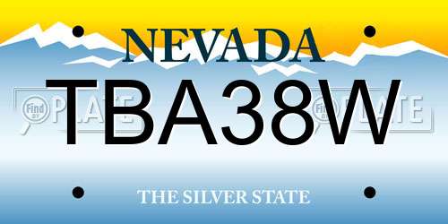 TBA38W Nevada License Plate