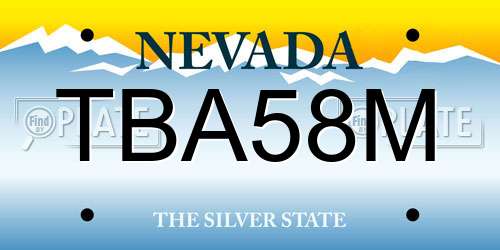 TBA58M Nevada License Plate