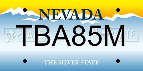 TBA85M Nevada License Plate