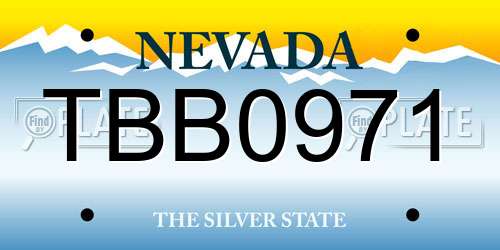 TBB0971 Nevada License Plate