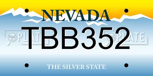 TBB352 Nevada License Plate