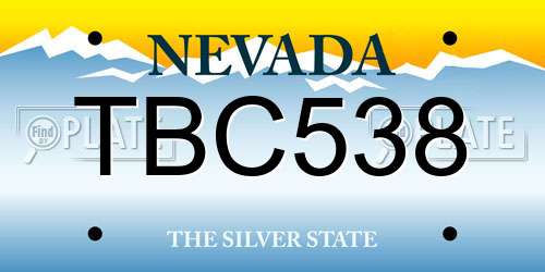 TBC538 Nevada License Plate