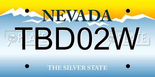 TBD02W Nevada License Plate