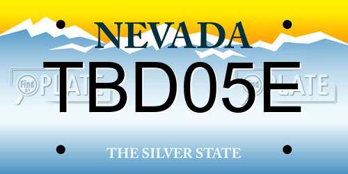 TBD05E Nevada License Plate