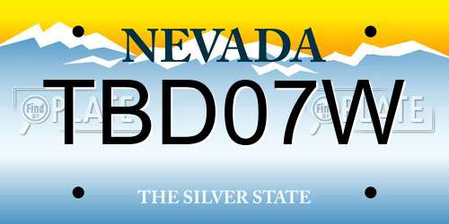 TBD07W Nevada License Plate
