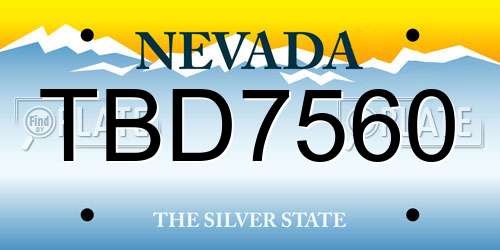 TBD7560 Nevada License Plate