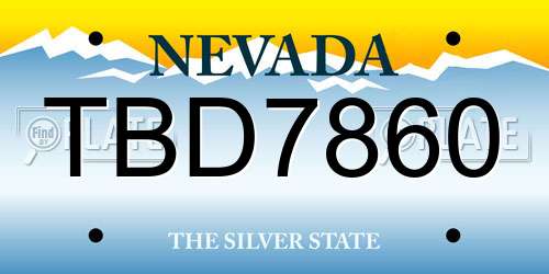 TBD7860 Nevada License Plate