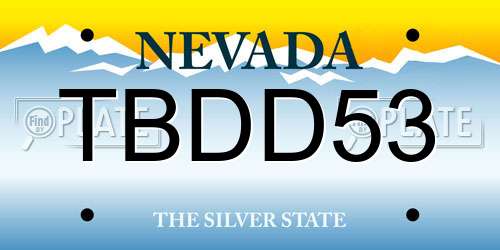 TBDD53 Nevada License Plate