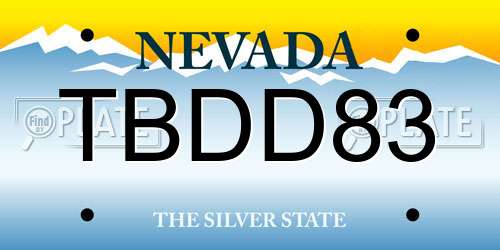 TBDD83 Nevada License Plate