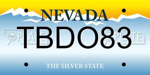TBDO83 Nevada License Plate