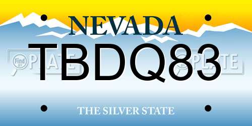 TBDQ83 Nevada License Plate