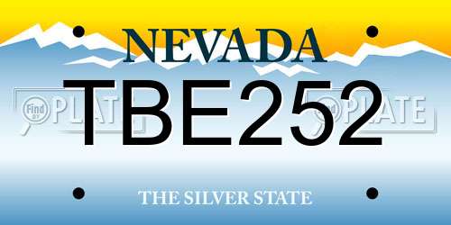 TBE252 Nevada License Plate