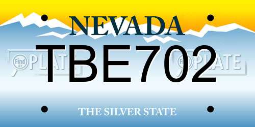 TBE702 Nevada License Plate