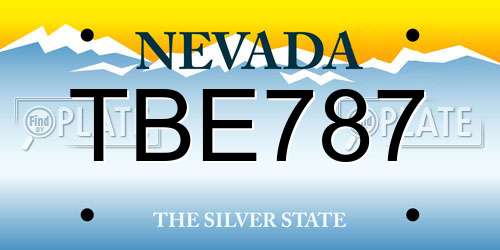 TBE787 Nevada License Plate