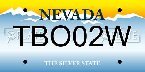 TBO02W Nevada License Plate