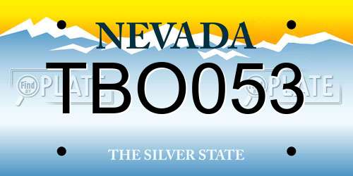 TBO053 Nevada License Plate