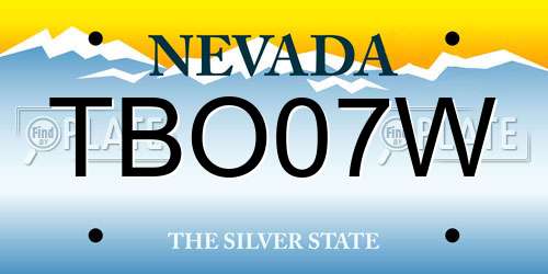 TBO07W Nevada License Plate