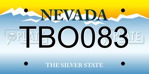 TBO083 Nevada License Plate