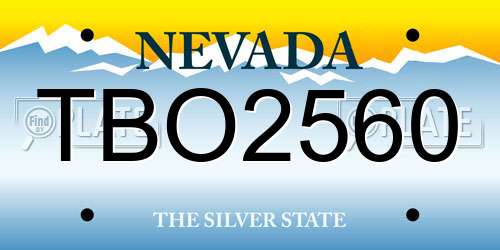 TBO2560 Nevada License Plate