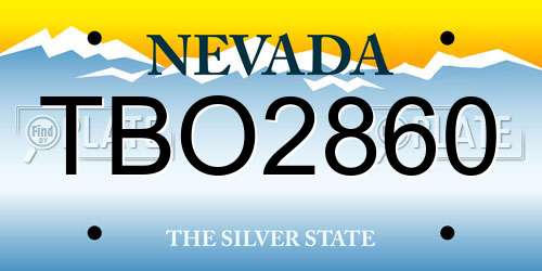 TBO2860 Nevada License Plate