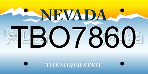 TBO7860 Nevada License Plate