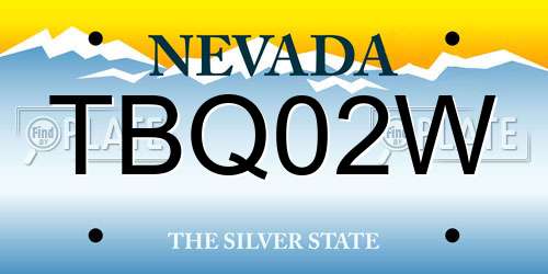 TBQ02W Nevada License Plate