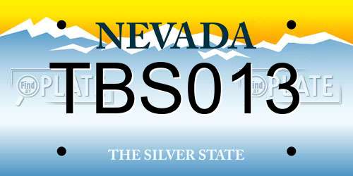TBS013 Nevada License Plate
