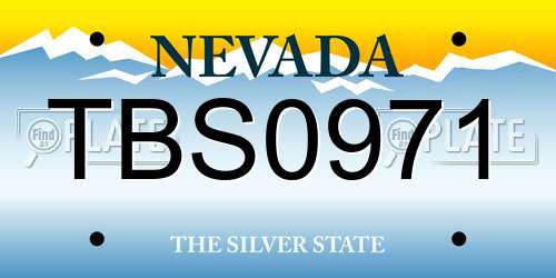 TBS0971 Nevada License Plate