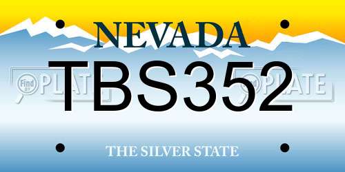 TBS352 Nevada License Plate