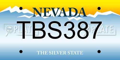TBS387 Nevada License Plate