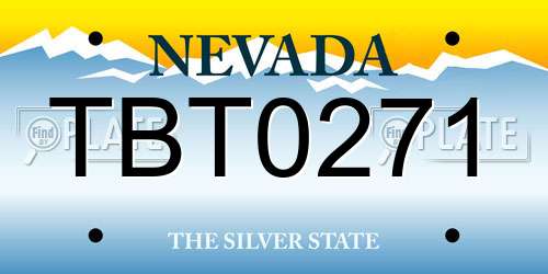 TBT0271 Nevada License Plate
