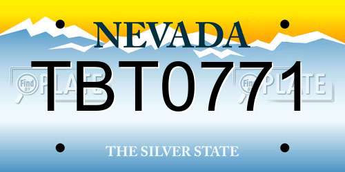 TBT0771 Nevada License Plate
