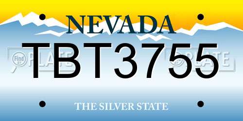 TBT3755 Nevada License Plate