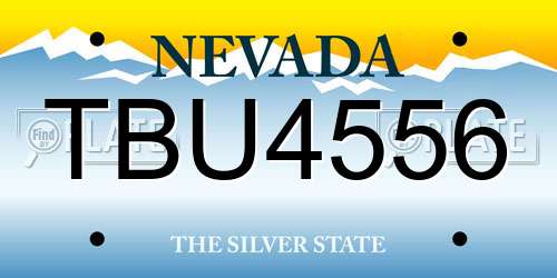 TBU4556 Nevada License Plate