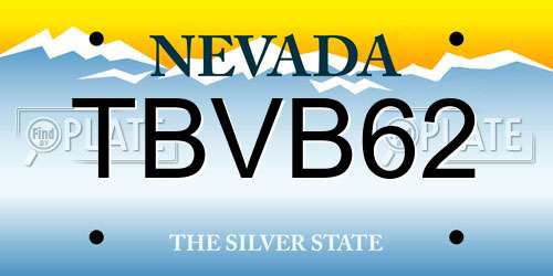 TBVB62 Nevada License Plate