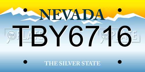 TBY6716 Nevada License Plate
