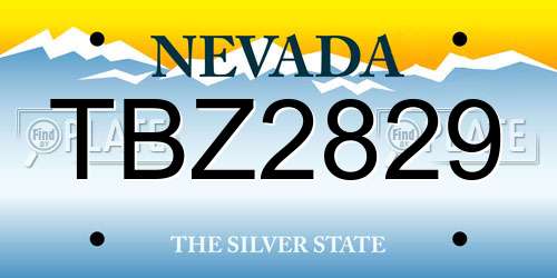 TBZ2829 Nevada License Plate
