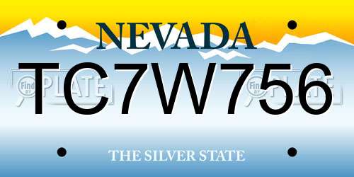 TC7W756 Nevada License Plate