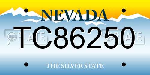 TC86250 Nevada License Plate