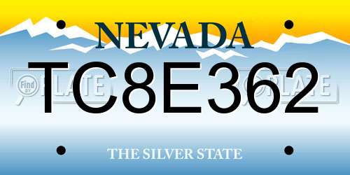 TC8E362 Nevada License Plate