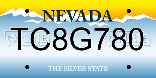 TC8G780 Nevada License Plate