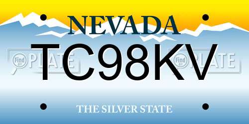 TC98KV Nevada License Plate