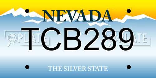 TCB289 Nevada License Plate
