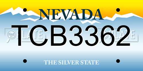 TCB3362 Nevada License Plate