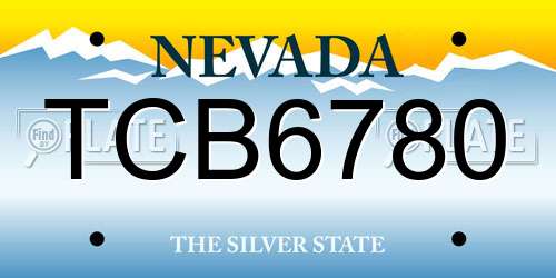 TCB6780 Nevada License Plate