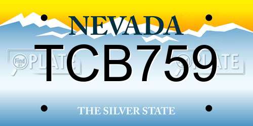 TCB759 Nevada License Plate