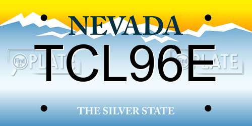 TCL96E Nevada License Plate