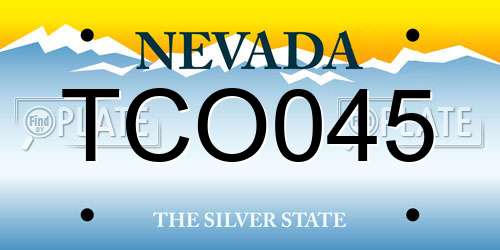 TCO045 Nevada License Plate