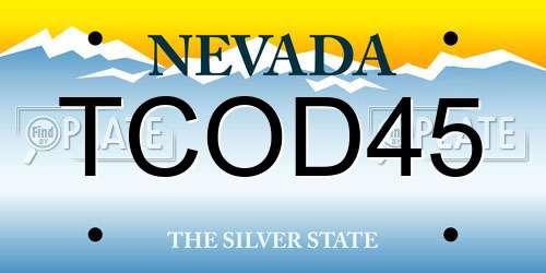 TCOD45 Nevada License Plate