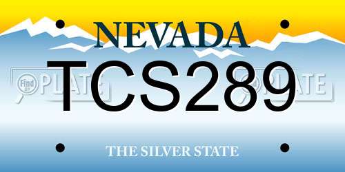 TCS289 Nevada License Plate